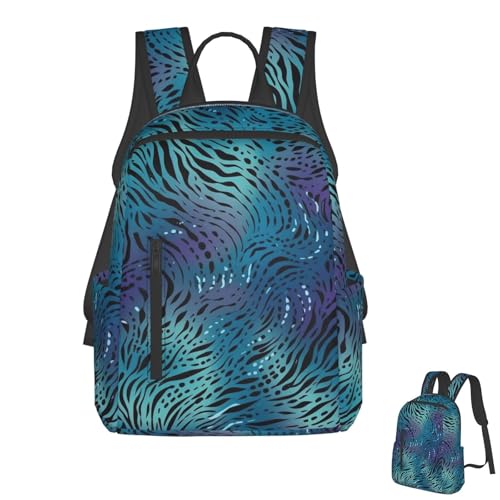 Blue zebra print Travel Backpack for Men & Women 14 inch Laptop Backpack Waterproof Work Back Pack - color: Blue Zebra Print