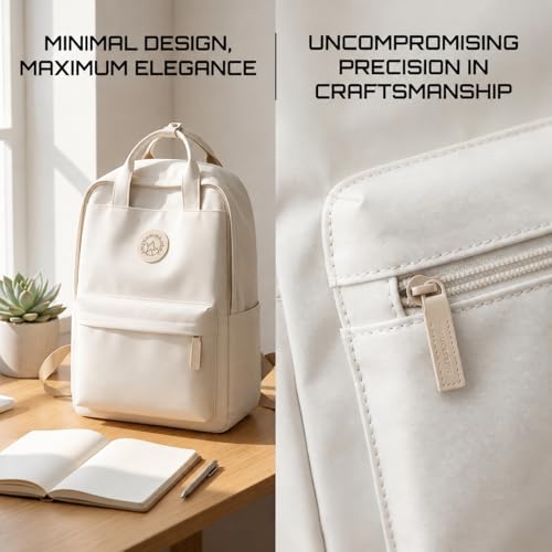 Minimalist Backpack for Women & Men, Lightweight Polyester Laptop Backpack 15 Inch, Casual Travel Daypack (White) - color: White