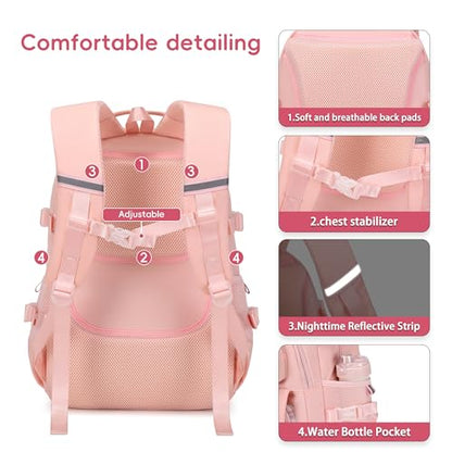 Hey Yoo Cute School Backpack for Girls Backpack for School Bag Bookbag Teen Girl Backpacks for Girls Teens (Pink) - color: Pink