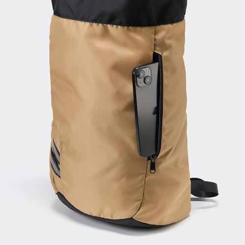 Pander Drawstring Backpack with Adjustable Shoulder Straps, Slim Gym Cinch Sack with Side Zipper Pocket, Machine Washable Polyester Daypack for Travel & Workout, Brown - color: Brown