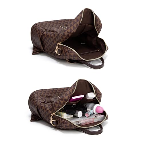 Makes Backpack Purse for Women PU Leather Travel Satchel Handbag Convertible Design Bag with Purse 2 Piece - color: Brown