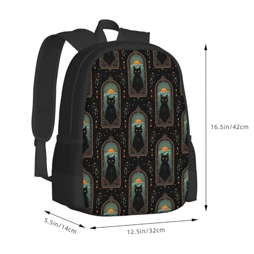 Lightweight Polyester Daypack Mystical Black Cat, Anti Theft Large Capacity Travel Hiking Backpack Unisex Carry On Bag for Outdoor Commute Business Use - color: Design (1201)