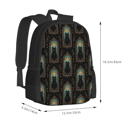 Lightweight Polyester Daypack Mystical Black Cat, Anti Theft Large Capacity Travel Hiking Backpack Unisex Carry On Bag for Outdoor Commute Business Use - color: Design (1201)