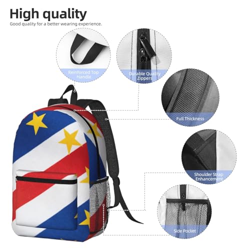 MZERSE Laptop Backpack Flag Of Cape Verde, Lightweight Work Backpack, Commuter Bag for Office, Travel and Daily Commute - color: Pattern (1112)
