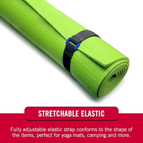 VELCRO Brand VEL-30792-AMS 15 Inch Elastic Straps 4 Pack | Stretchable and Adjustable for Snug Fit | Fasten Lumber, Yoga Mats, Tools, Camping Equipment, More | Cinch with Buckle, Black 15x1 - size: 4PK Medium 15"