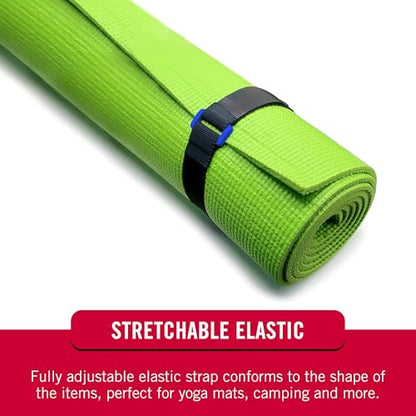 VELCRO Brand VEL-30792-AMS 15 Inch Elastic Straps 4 Pack | Stretchable and Adjustable for Snug Fit | Fasten Lumber, Yoga Mats, Tools, Camping Equipment, More | Cinch with Buckle, Black 15x1 - size: 4PK Medium 15"