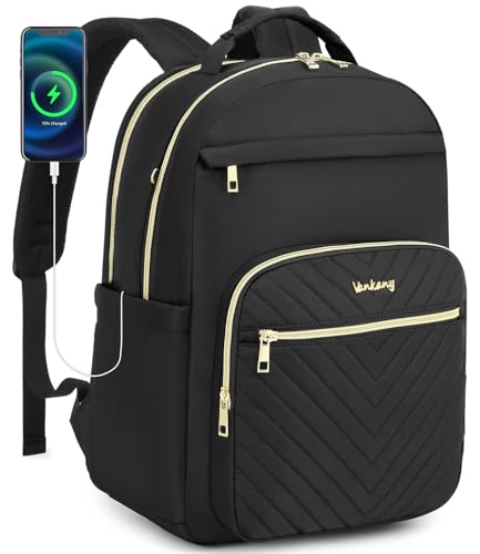 17.3 Laptop Backpack Women, Cute Bookbag for University Middle High School Girls, Fashion Adult Backpack for Work Clinical Teacher, Black - color: Black, size: 17.3in