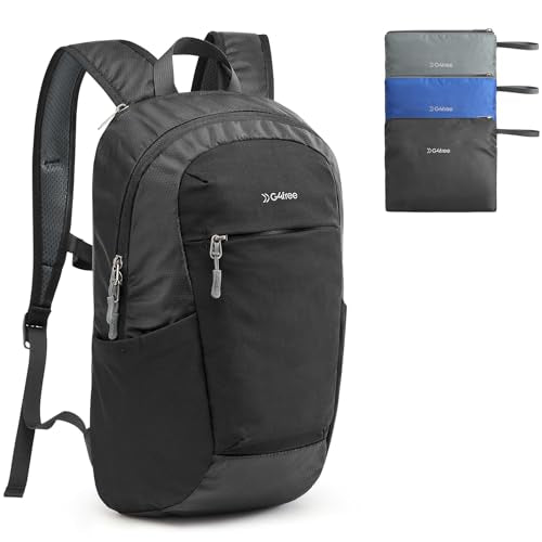 G4Free 18L Hiking Backpack Small Lightweight Foldable Packable Travel Daypack with Thickened Back Panel for Men Women (Black) - color: Black