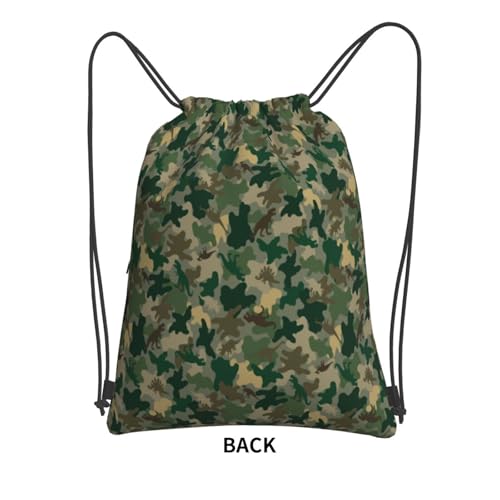 JOOCAR Camo Drawstring Bag Green Dinosaur Backpack Draw String Bags Waterproof Lightweight Sports Gym Beach Sackpack Zipper Pocket for Men Women - color: B2