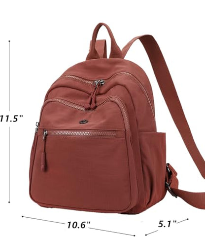 Backpack Purse for Women Ladies Nylon Bag Casual Daypack Travel Shopping Pack (B Style Wine Red) - color: B Style Wine Red