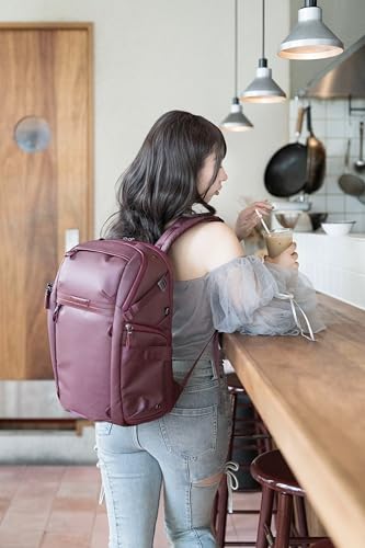 VANGUARD VEO Metro B20L Camera & Everyday Backpack (Magenta) – Fits 70–200mm Attached, 14" Laptop Storage, Convertible Daypack Design, Carry-On Ready - color: Magenta, size: 20L