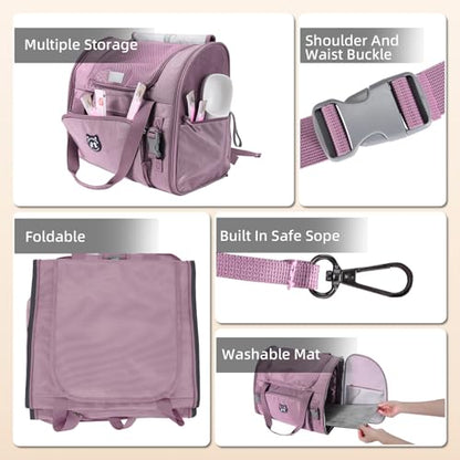 Lollimeow Expandable Large Cat Carrier Backpack, Supports up to 14 lbs - color: Plum, size: 16.5"L x 9.0"W x 13.4"H