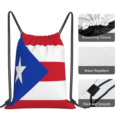 Puerto Rico Flag Drawstring Bag Sport Gym Backpack Beach Travel Sack Draw String Yoga Bag For Men Women - color: Puerto Rico Flag2