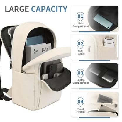16 Inch Laptop Backpack for Men, Business Work Backpack for Everyday Commute, Waterproof Travel Office Computer Bag, Beige - color: Beige Soft Sheel