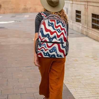Large Backpack with 15.6 Inch Laptop Compartment, Abstract American Star Adult Backpack for Work, Travel & School College Boys Girls - color: Abstract American Star