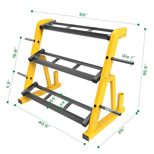 Kipika Heavy Duty 3 Tier Dumbbell Rack Multifunctional, Weight Rack for Dumbbells, Home Gym Equipment, Suitable for Storage of Dumbbell, Kettle Bell, Barbell Plate, Barbell Bar - color: 3 Tier Tilt Shelf