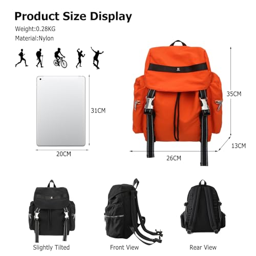 Casual Backpack Women Men Daypack Lightweight Rucksack Waterproof Backpack for Hiking Travel Daily Use Orange Red - color: Orange Red