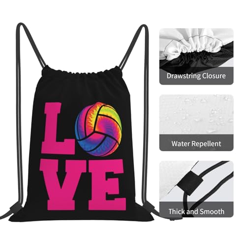Love Volleyball Unisex Drawstring Backpack Bag Sport Gym Travel Swim Sackpack - color: Love Volleyball7