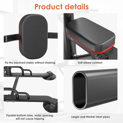 soges Power Tower Pull Up Bar Station, Dip Station for Home Gym, Height Adjustable Heavy Duty Strength Home Training Fitness Workout Equipment - color: Black-Bands
