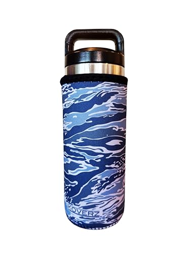 Water Bottle Sleeve, Neoprene Insulated Bottle Sleeve, Fits 24-30 Oz. Water Bottle, Washable and Reusable, Large Size, Gray Waves - color: Gray Waves Camo, size: Large 24-30oz