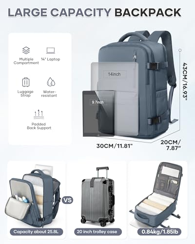 Large Travel Gym Backpack Women Carry On Backpack Flight Approved Hiking Waterproof Rucksack Casual Daypack Laptop bags airplanes Shoes Compartment Personal Item Travel Weekender Essentials JewelBlue - color: A39-jewel Blue, size: Large
