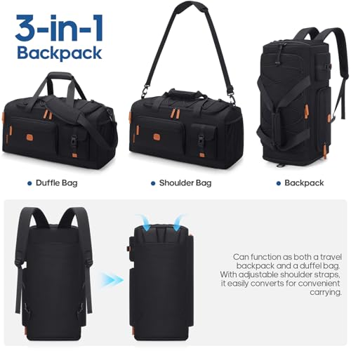 Gym Bag for Men and Women with Shoe & Laptop Compartment Sport Duffle Bag - color: Black