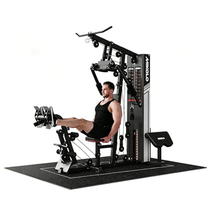 Mikolo Home Gym, Workout Station with 150LBS Weight Stack, Multifunctional Home Gym Equipment, Exercise Equipment for Full Body Strength Training - style: Home Gym ProStation Package (with Gym Flooring Mats)