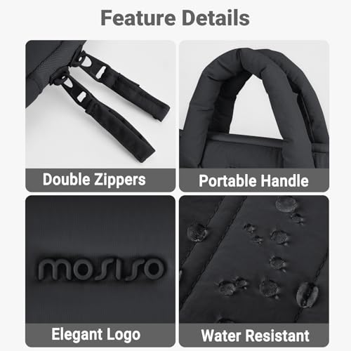 MOSISO Laptop Case 16 inch, 15-15.6 inch Puffy Laptop Sleeve Compatible with MacBook Pro 16 M5 M4 M3 M2 M1, HP Acer Dell Lenovo ASUS Notebook, Rectangle Quilted Carrying Bag with Bow&Handle, Black - color: Black, size: 16 inch
