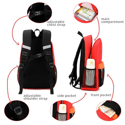 Backpack Set for Girls Boy Kids Backpack with Lunch Box for Elementary Primary Kindergarten School Bag (Red Black Set, Large) - color: Red Black
