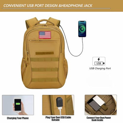 4land Camo Backpack for Boys,Army Boys Backpacks for Elementary Middle School Military,Camouflage Bookbag 40L - color: C-brown