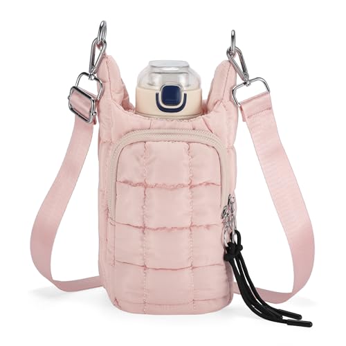 Water Bottle Carrier Bag, Convenient and Durable, Crossbody Water Bottle Holder for Hiking, Cycling - color: Pink