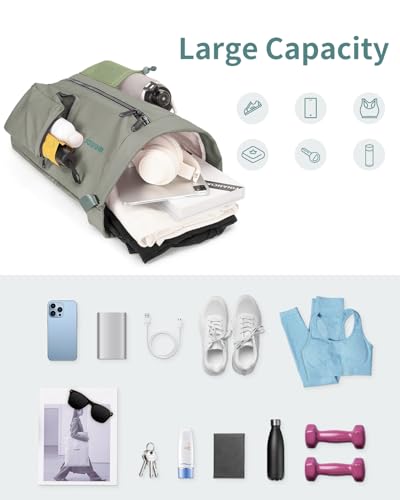 WANDF Drawstring Backpack Sports Gym Bag with Shoes Compartment, Water-Resistant String Beach Sackpack Swim Bag for Women and Men (Dark Green) - color: Dark Green