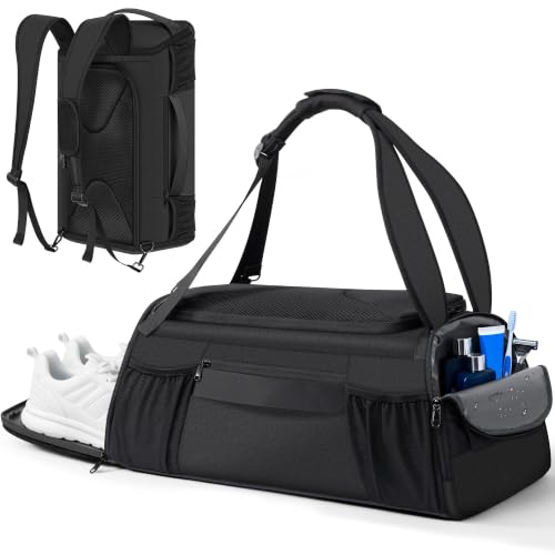 MIYCOO Gym Bag for Women Men, Duffle Travel Bag with Shoes Compartment and Wet Pocket, Waterproof Overnight Carry On Bag Backpack with Two Elastic Bottle Holders for Travel, Workout, Sports, Weekend - color: B-Style3