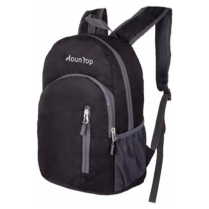 MounTop Outdoor Lightweight Foldable Water Resistant Backpack for Travel Hiking Riding - color: Black
