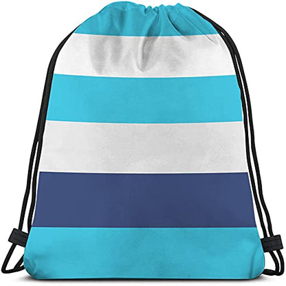 White Blue Stripes Drawstring Bags Backpack Bag Colorful Striped Pattern Modern Fashion Design Art Sport Gym Sack Drawstring Bag String Bag Yoga Bag for Men Women - color: Multi-a123