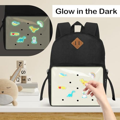 Kids Backpack for Boys Girls 3-12Years, Kid School Backpacks with Shoe Charm Slot - Book Bag for School (Cream) - color: White