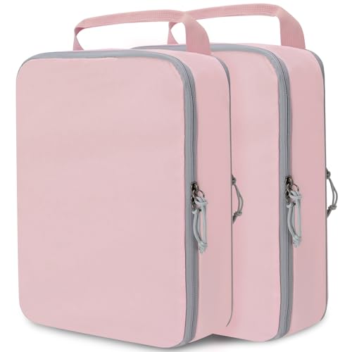 Extra Large Compression Packing Cubes for Travel Essentials, 2 Set Expandable Travel Cubes for Packing Compression Bags Luggage Suitcase Organizer, Pink - color: Pink, size: Extra Large
