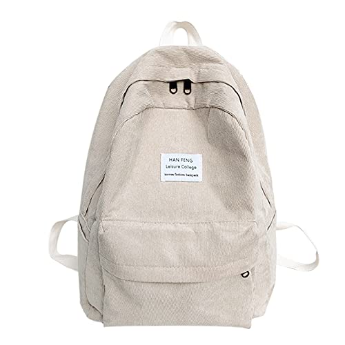 Casual Corduroy Backpack Travel Daypack Book Bag Laptop Bag for Women Men, Beige - color: Aa-beige