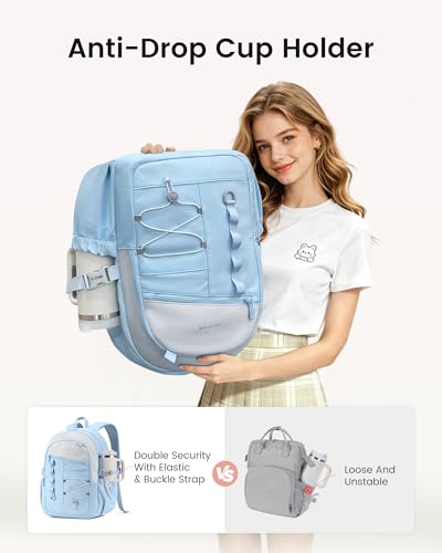 LOVEVOOK School Backpack for Girls, Large Capacity 16 Laptop Backpack with Insulated Lunch Box & Tumbler Pockets, Multi-Compartment Bookbag, Water-Resistant Travel Backpack, Ice Blue - color: Ice Blue Lunch