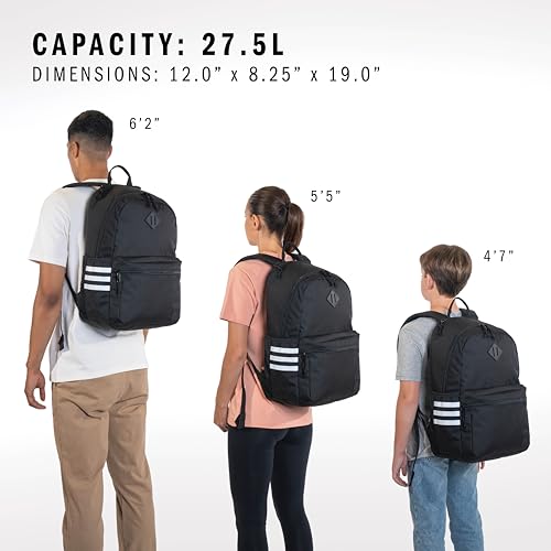 adidas Classic 3-Stripe Backpack for Laptop, School and Travel, 28L - color: White/Rose Gold/5.0