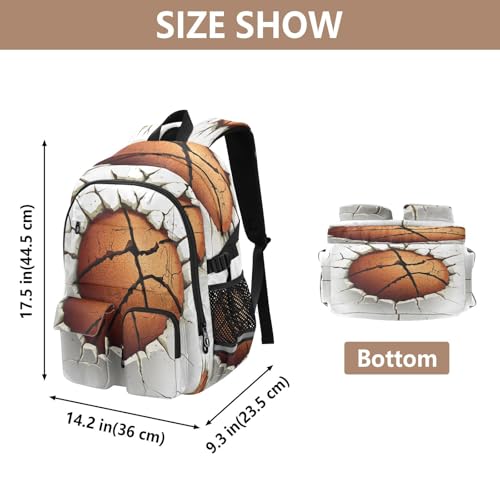Bolaz Wall Breaking Basketball Travel Backpack 14 Inch Laptop Computer Bag Sturdy School Bag College Bookbag