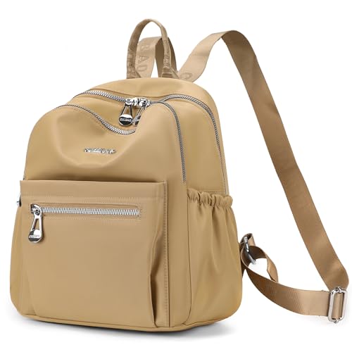 Mini Backpack Purse for Women Lightweight Nylon Casual Bag Small Daypacks for Work Travel (D Beige) - color: D Beige