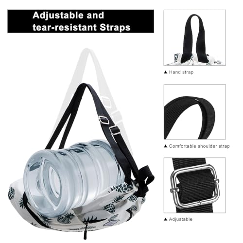 Kamo Drawstring Backpack Bag - Sport Swimming Yoga Backpack with Shoe Compartment, Two Water Bottle Holder for Men Women Large String Backpack Athletic Sackpack for Travel - color: Green Pineapple