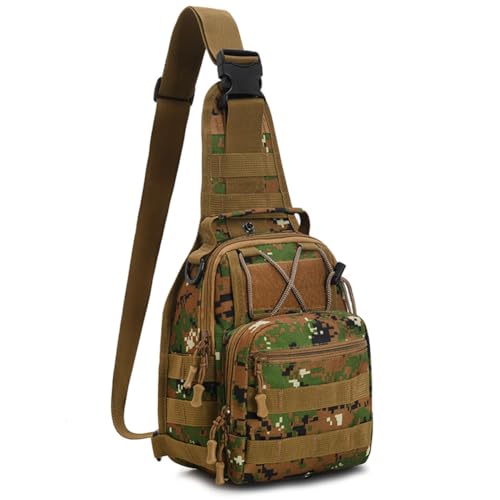Viriber Tactical Backpack, Waterproof Military Cross-body Molle Sling Shoulder Backpack Chest Bag for Outdoor Every Day Carry Camouflage A - color: Camo a