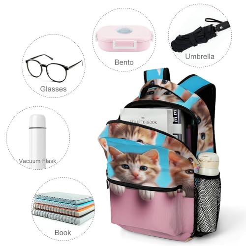 Unisex Adult Laptop Backpack, Casual Book Bags Garden Wonder Kittens Cats Large Backpack Lightweight Hiking Daypack with Adjustable Strap - color: Color(534)