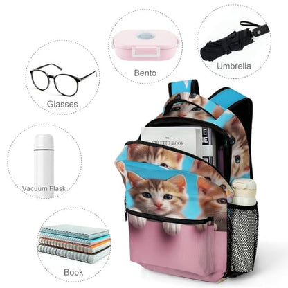 Unisex Adult Laptop Backpack, Casual Book Bags Garden Wonder Kittens Cats Large Backpack Lightweight Hiking Daypack with Adjustable Strap - color: Color(534)