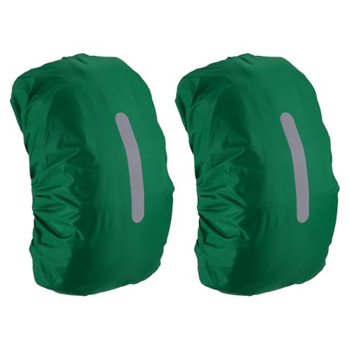 M METERXITY 2 Pack Backpack Rain Cover - Waterproof Lightweight Cover with Vertical Reflective Strap, Apply to Cycling/Hiking/Mountain Climbing (40-50L, M, Dark Green)