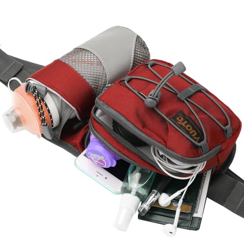 Waist Pack with Water Bottle Holder for Running Walking Hiking Fanny Pack Hydration Belt - color: ‎Gypsy Red