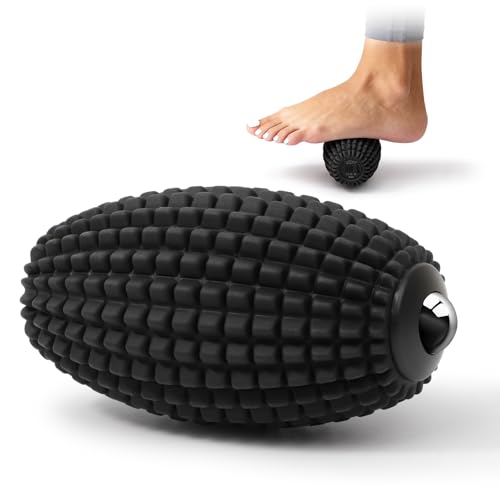 HODEMI Vibrating Massage Ball Roller with Rolling Head for Foot & Muscle Relaxation, Electric Massage Ball with 3 Speeds for Myofascial Release, Sports Recovery, Yoga & Fitness (Black) - color: Black