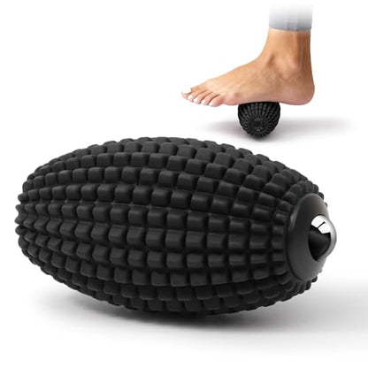 HODEMI Vibrating Massage Ball Roller with Rolling Head for Foot & Muscle Relaxation, Electric Massage Ball with 3 Speeds for Myofascial Release, Sports Recovery, Yoga & Fitness (Black) - color: Black